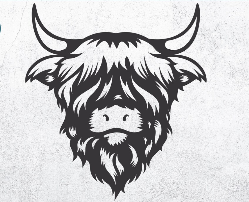 Highland Cow Head Svg Cow Head Cut Files For Silhouette Cricut Cowsvg