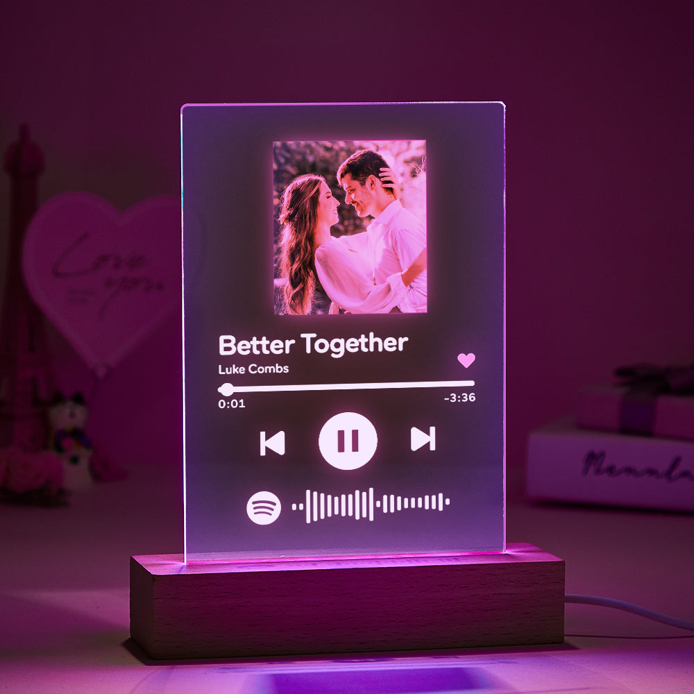 Custom Spotify Colors Night Light For Lovers Custom Spotify Glass