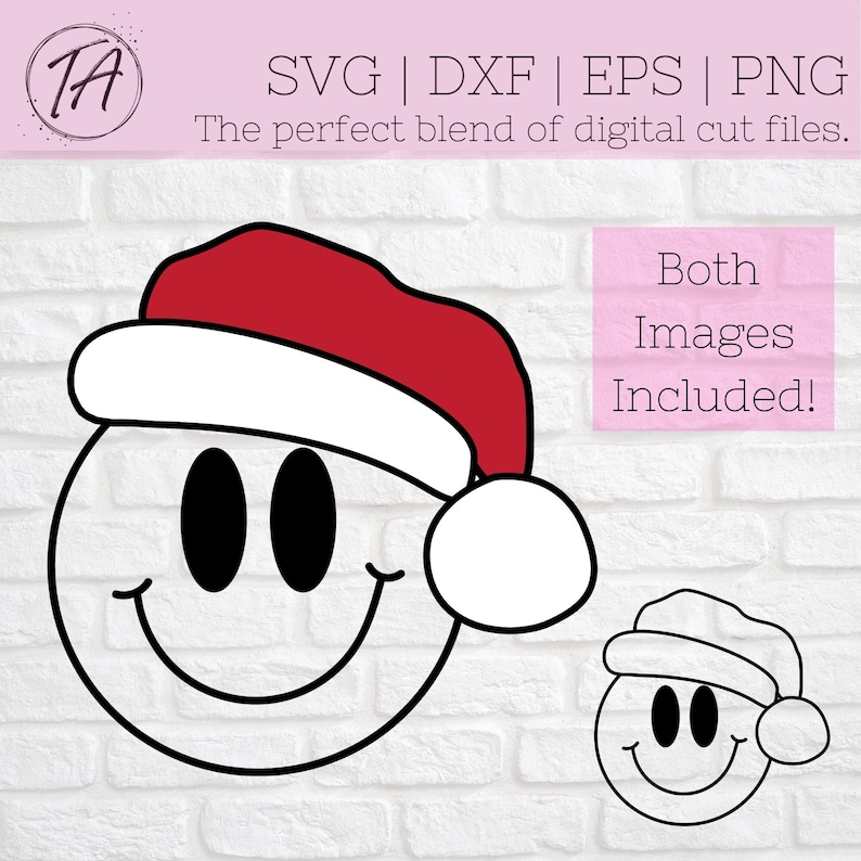 Cute Santa Hat Svg Retro Christmas Svg Retro Smiley Svg Retro