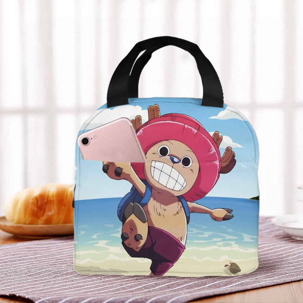  Roffatide Anime One Piece Backpack Khaki Canvas Book Bag  Printed Flap School Bag With Earphone Hole