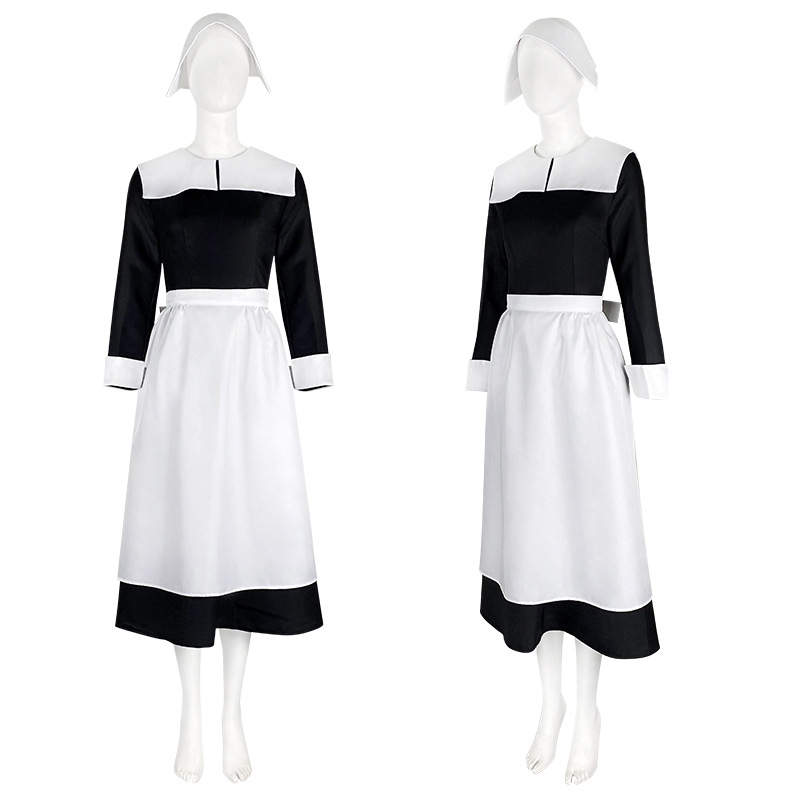 Wednesday Addams Black Dress for Kid Long Sleeves White -  Denmark