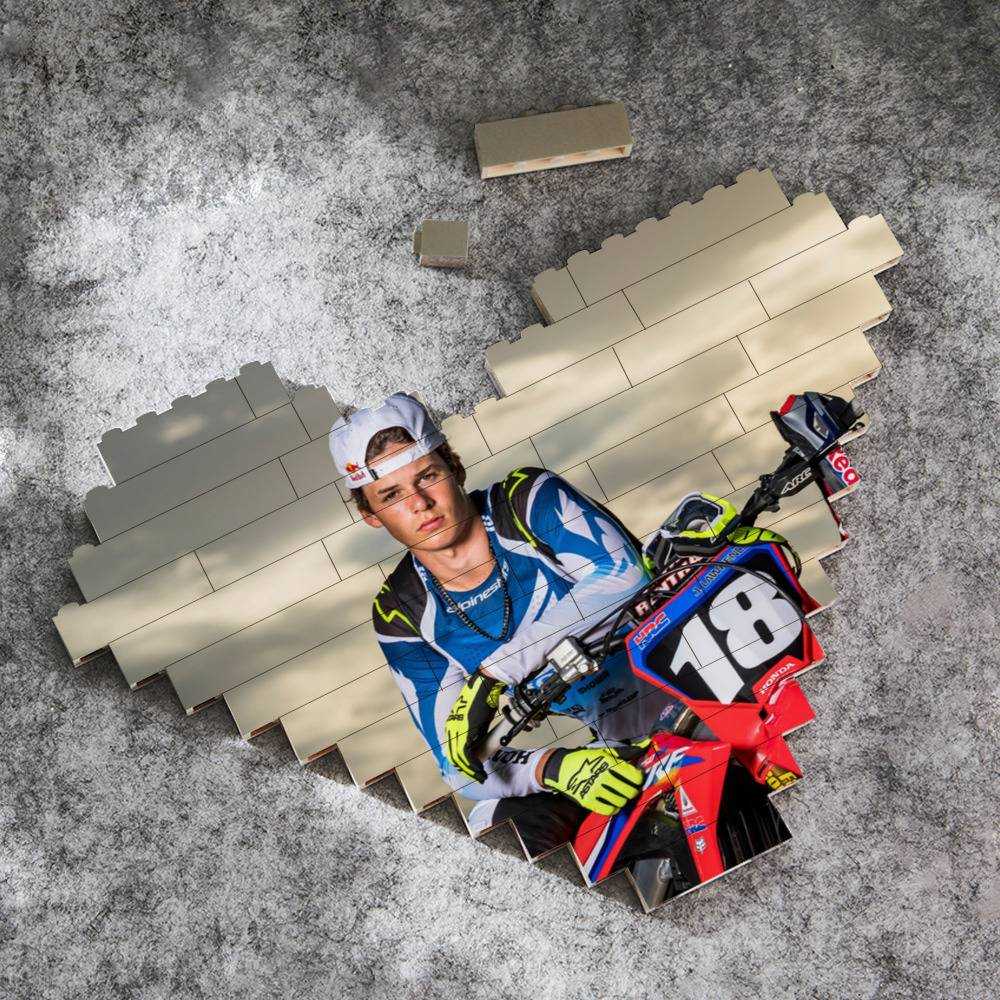Jett Lawrence Merch Heart Shape Building Blocks Gift for Fans Motocross Building Blocks