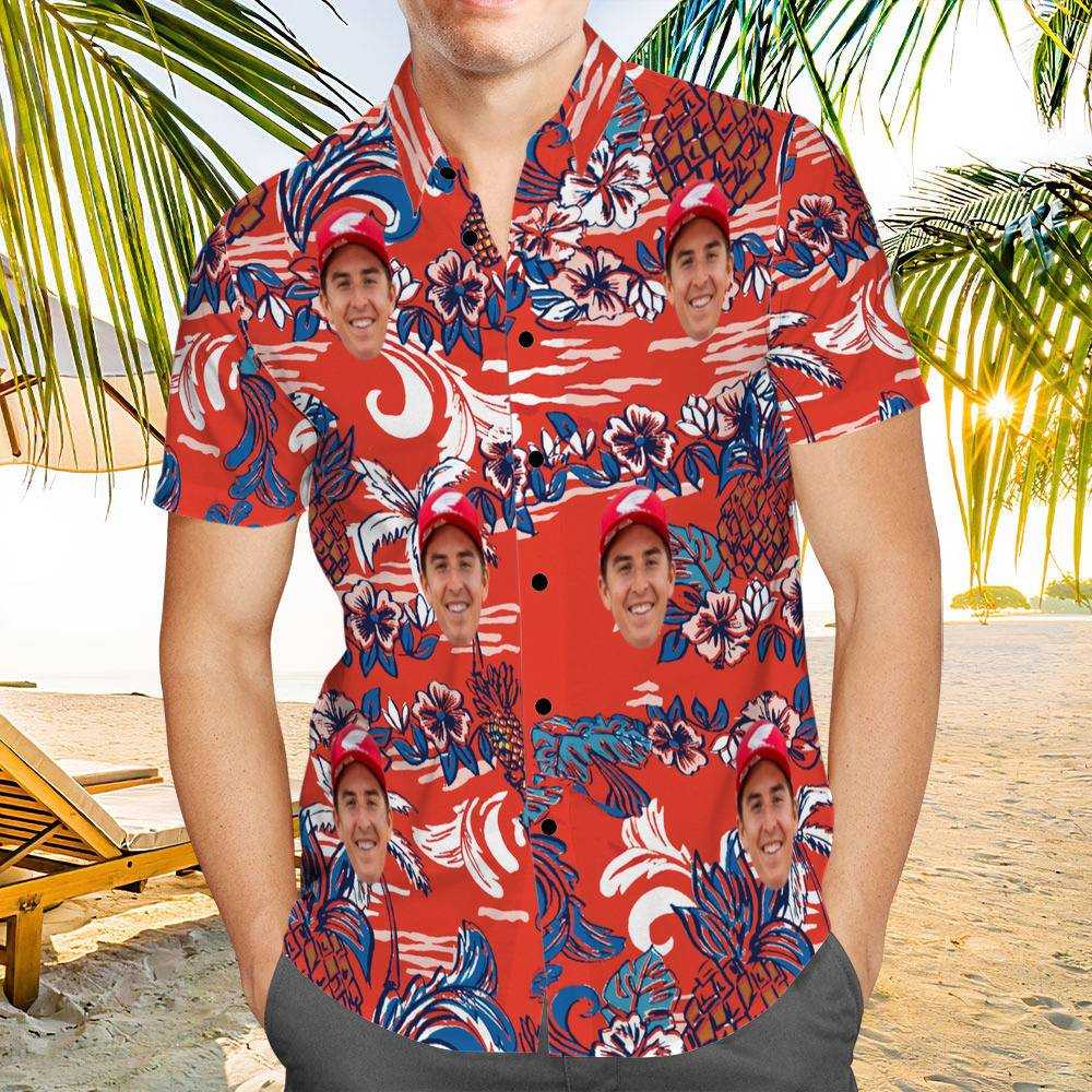 Jett Lawrence Hawaiian Shirt Custom Photo Hawaiian Shirt Vintage Floral Pattern Hawaiian Shirt