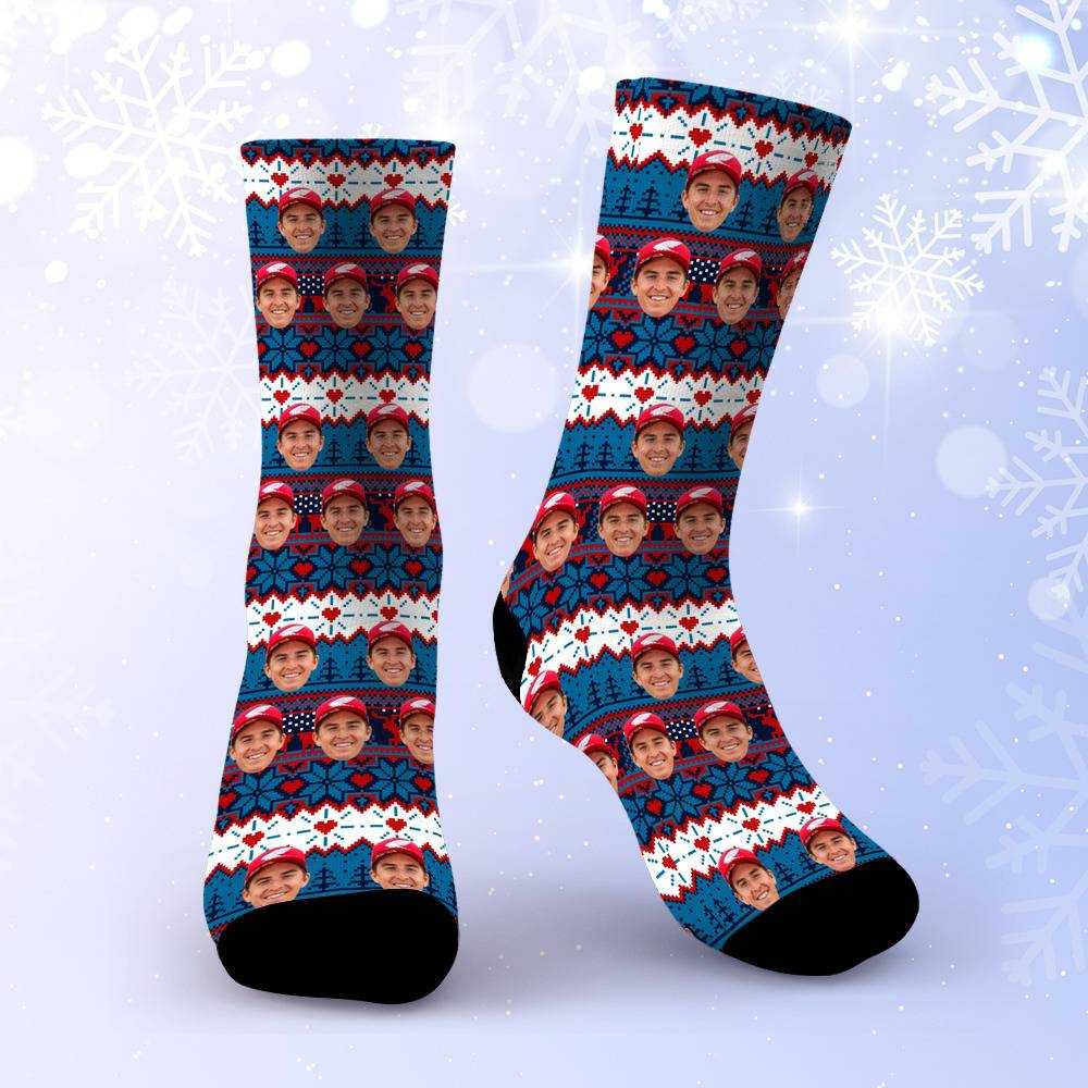Jett Lawrence Socks Custom Photo Socks Christmas Socks Vintage Stripe Print