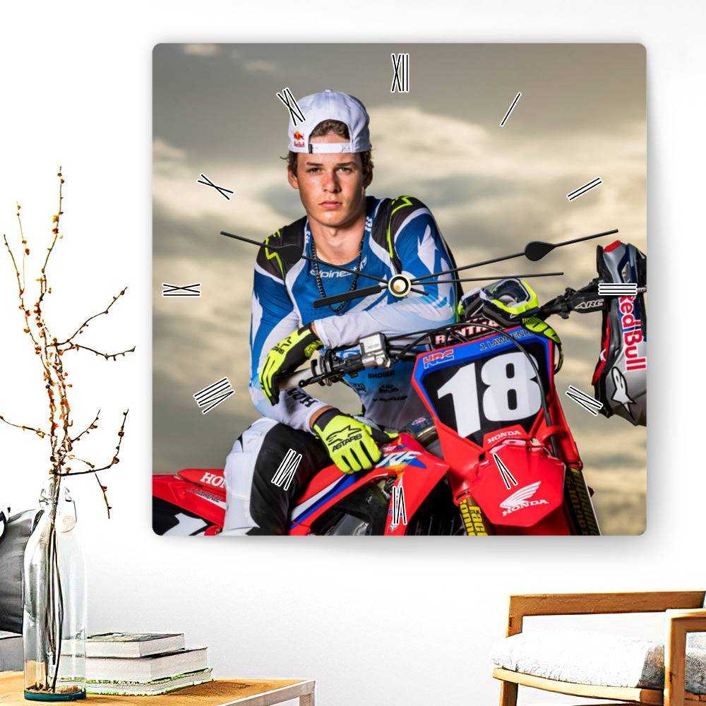 Jett Lawrence Square Wall Clock Home Decor Wall Clock Gifts for Jett Lawrence Fans Motocross Wall Clock