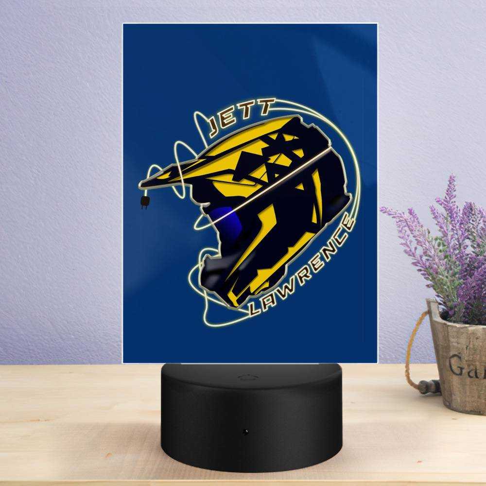 Jett Lawrence Lamp Classic Celebrity Night Light Helmet by Jett Lawrence Lamp with Plastic Base