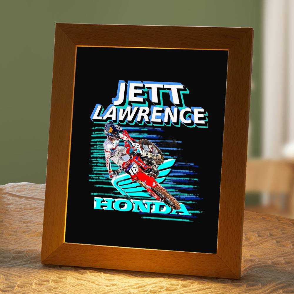 Jett Lawrence Lamp Classic Celebrity Night Light Mx Champ Motocross Classic by Jett Lawrence Lamp with Wooden Frame