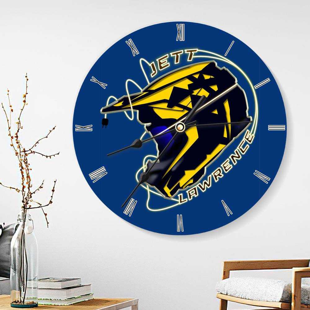 Jett Lawrence Round Wall Clock Home Decor Wall Clock Gifts for Jett Lawrence Fans Helmet Wall Clock