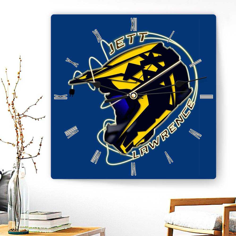 Jett Lawrence Square Wall Clock Home Decor Wall Clock Gifts for Jett Lawrence Fans Helmet Wall Clock