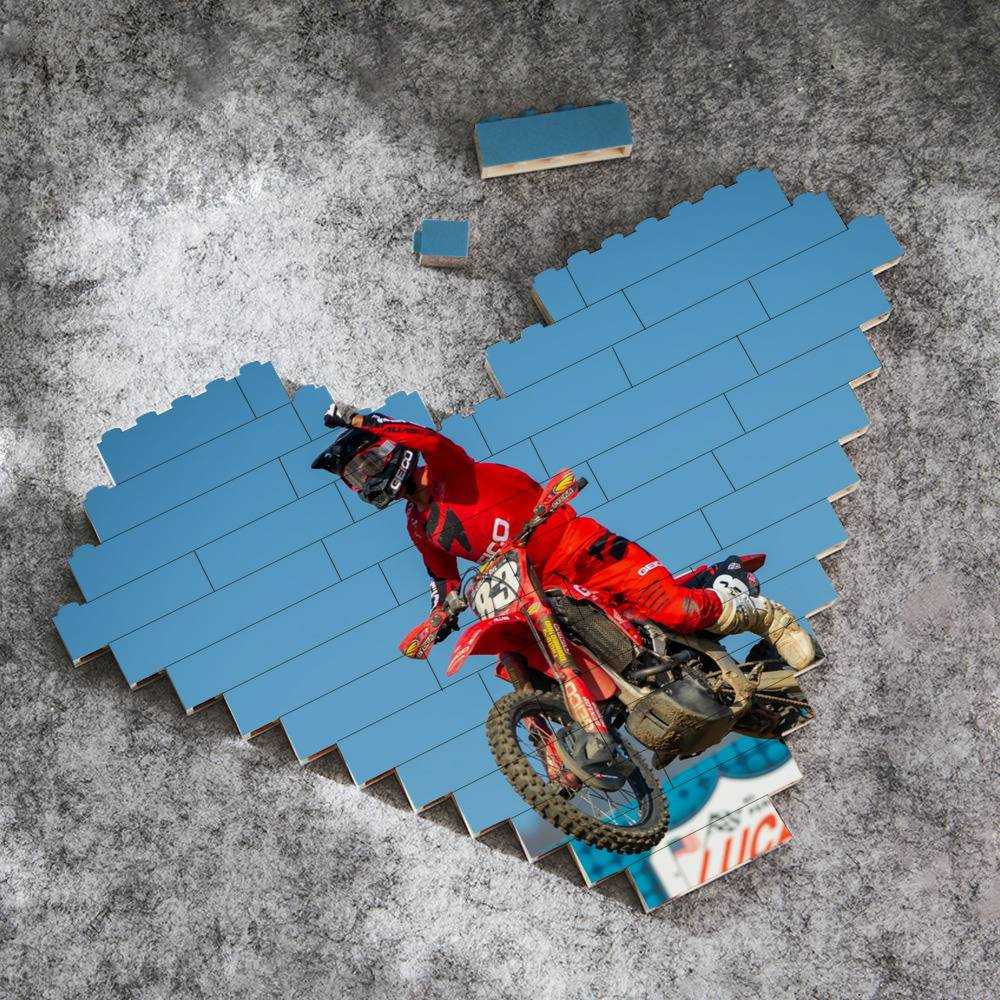 Jett Lawrence Merch Heart Shape Building Blocks Gift for Fans Salutes for His First AMA Pro Motocross Victory Building Blocks