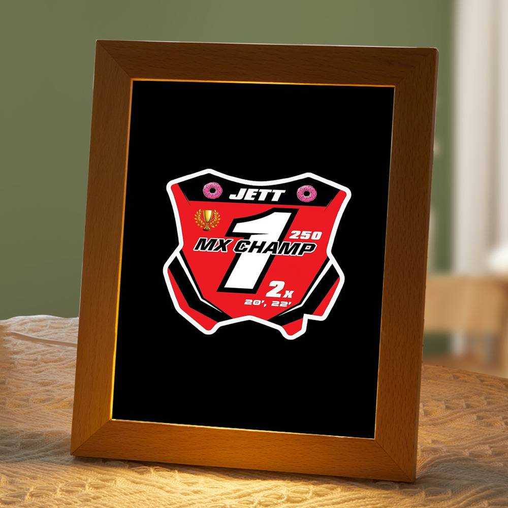 Jett Lawrence Lamp Classic Celebrity Night Light Championship Classic by Jett Lawrence Lamp with Wooden Frame