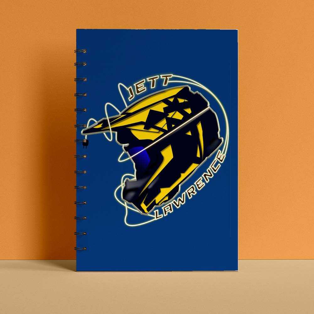 Jett Lawrence Spiral Bound Notebook Journal Diary Gift for Fans Helmet Notebook