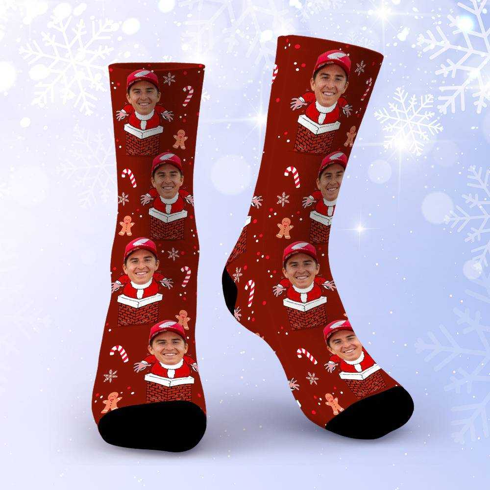Jett Lawrence Socks Custom Photo Socks Christmas Socks Santa Claus Print