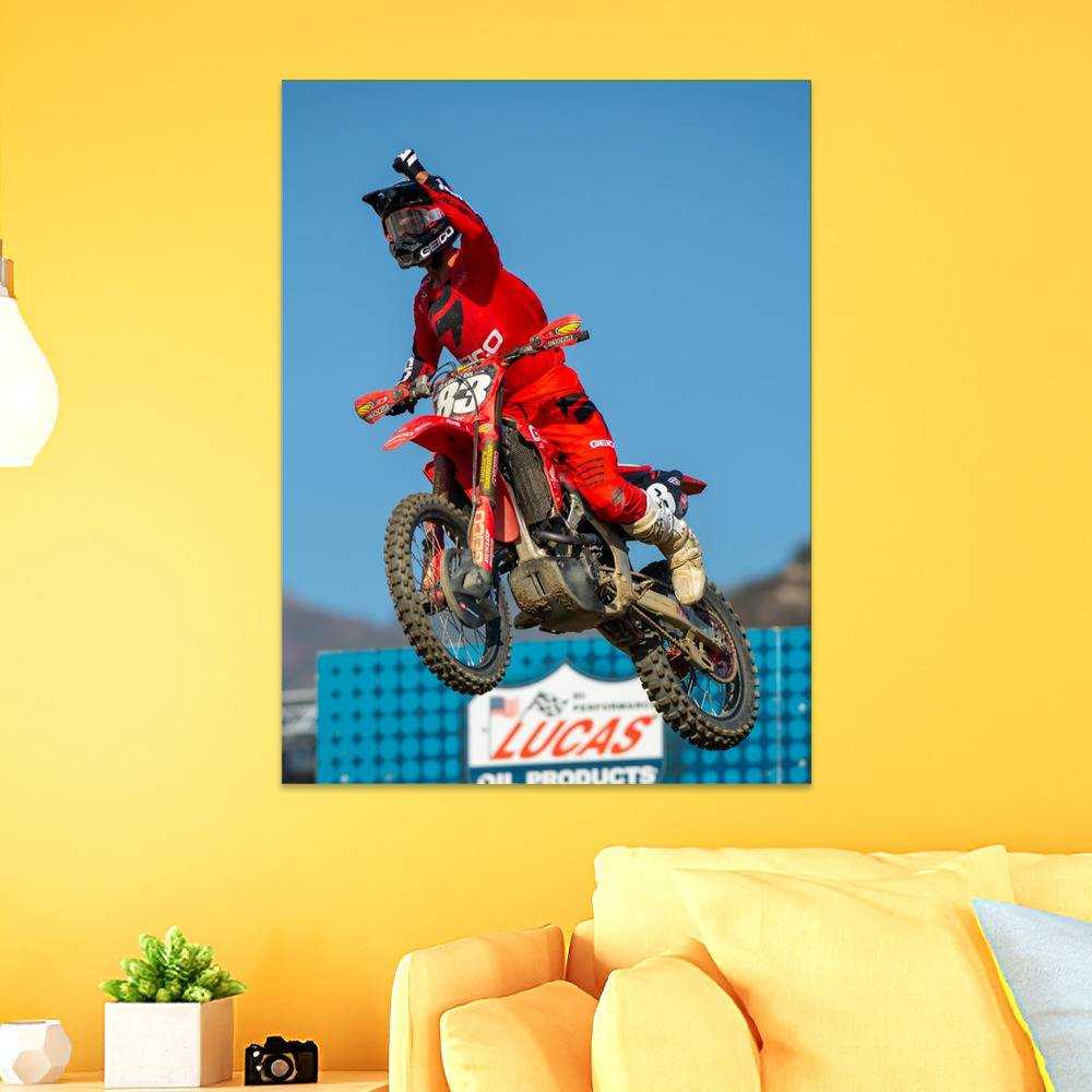 Jett Lawrence Merch Poster Art Wall Poster Sticky Poster Gift for Fans Salutes for His First AMA Pro Motocross Victory Poster