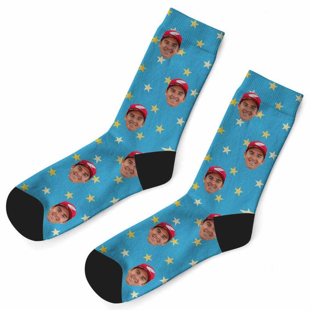 Jett Lawrence Socks Custom Photo Socks Little Star Socks Blue
