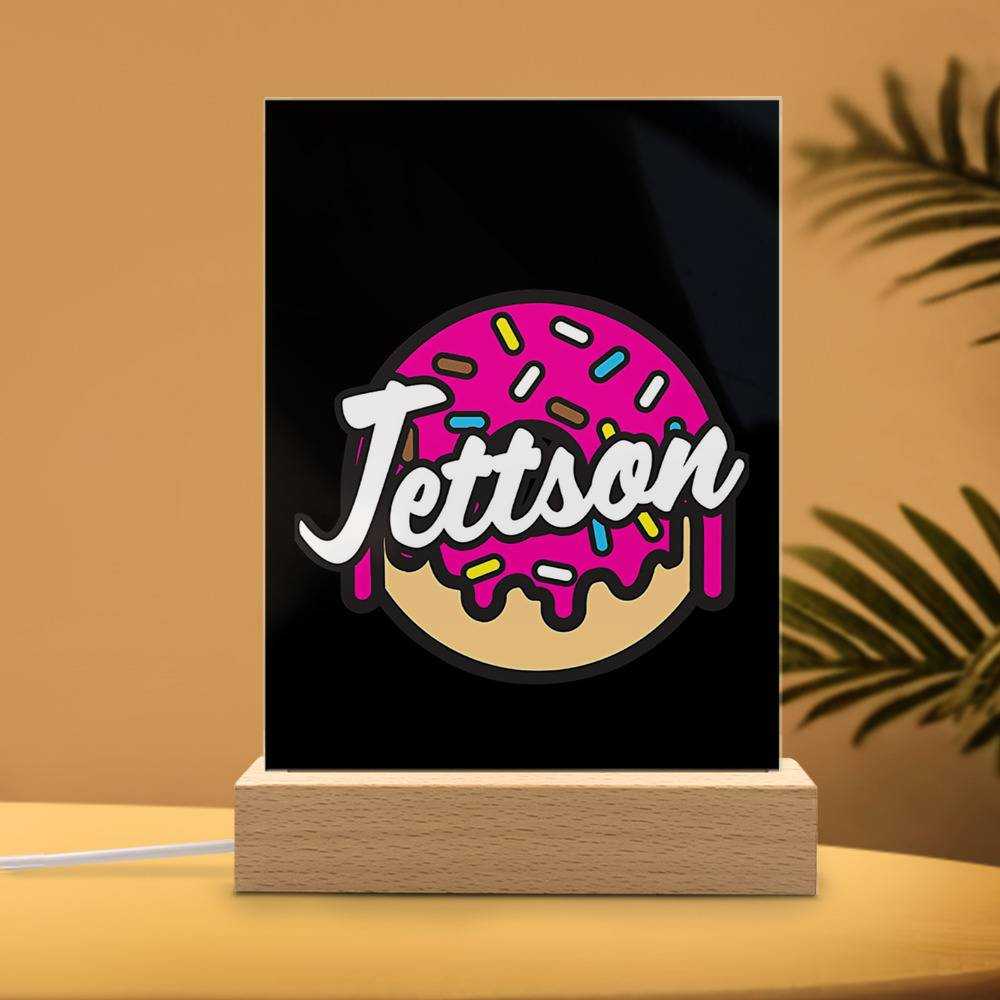 Jett Lawrence Lamp Classic Celebrity Night Light Donut by Jett Lawrence Lamp with Wooden Base