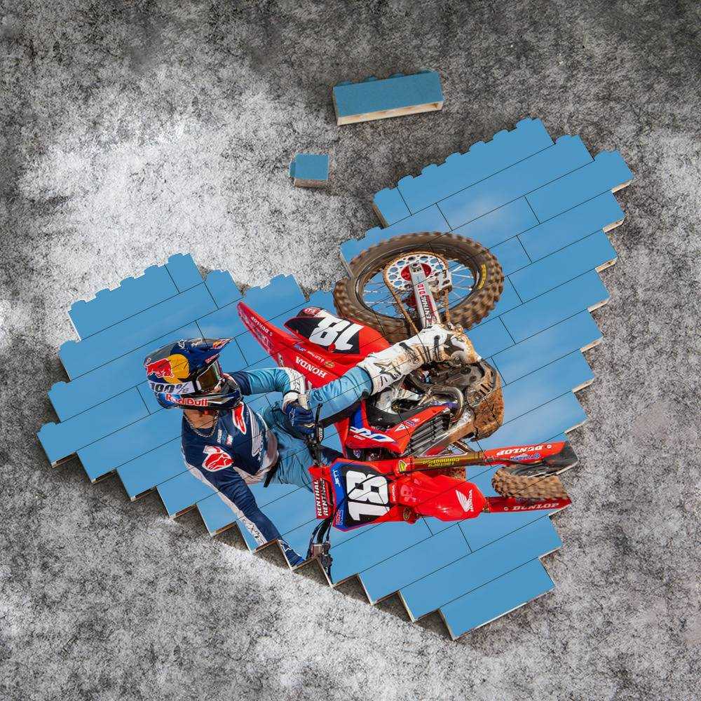 Jett Lawrence Merch Heart Shape Building Blocks Gift for Fans Monster Energy 250 Building Blocks