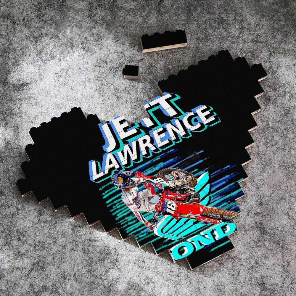 Jett Lawrence Merch Heart Shape Building Blocks Gift for Fans Mx Champ Motocross Building Blocks