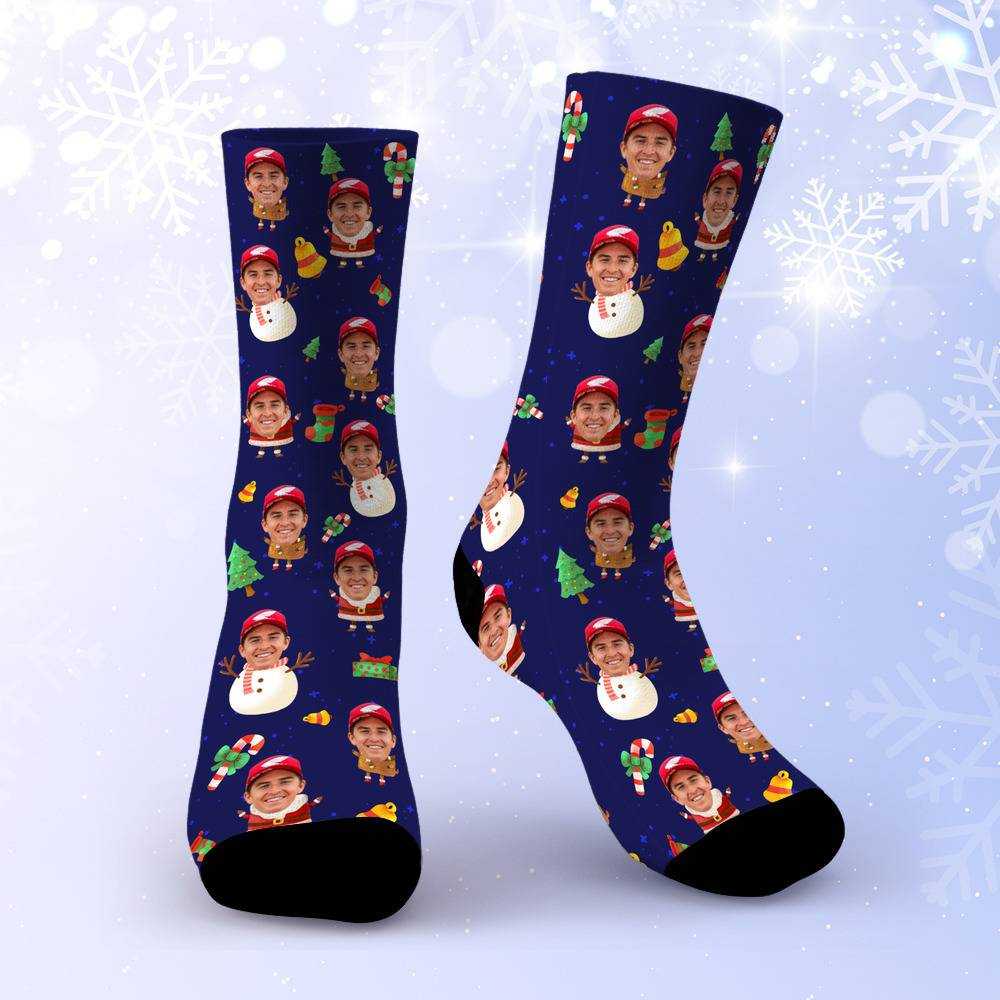Jett Lawrence Socks Custom Photo Socks Christmas Socks Snowman