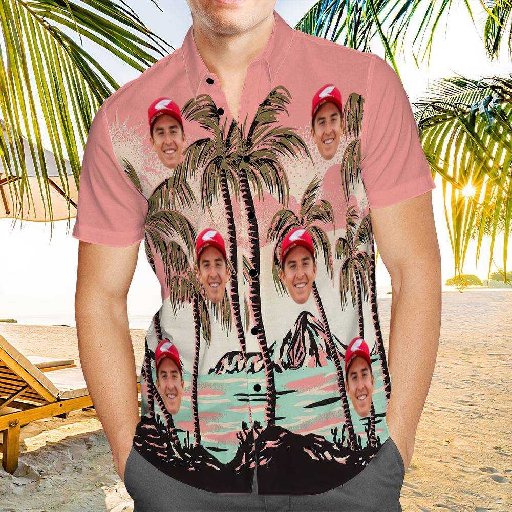 Jett Lawrence Hawaiian Shirt Custom Photo Hawaiian Shirt Pink Coconut Grove Hawaiian Shirt