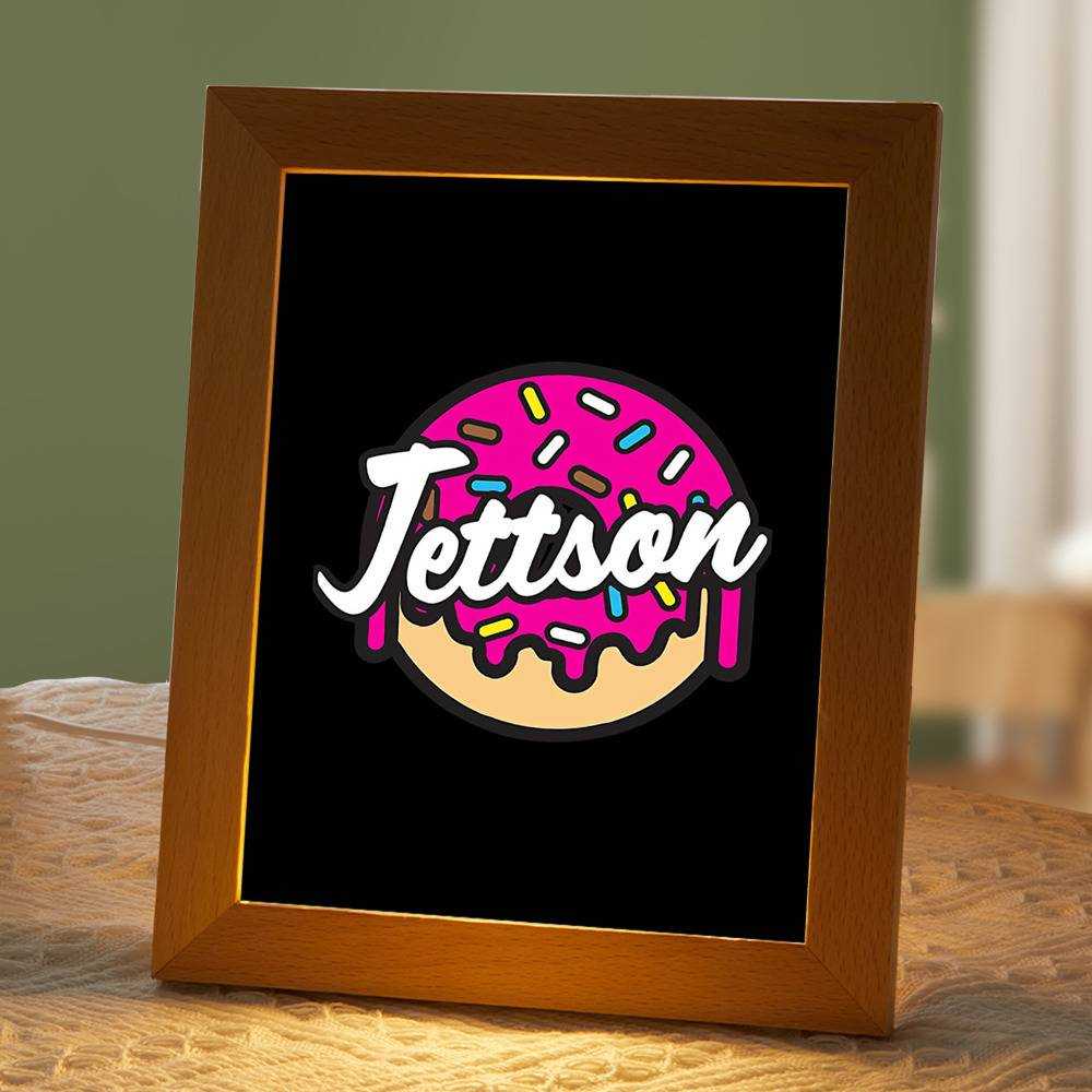Jett Lawrence Lamp Classic Celebrity Night Light Donut Classic by Jett Lawrence Lamp with Wooden Frame