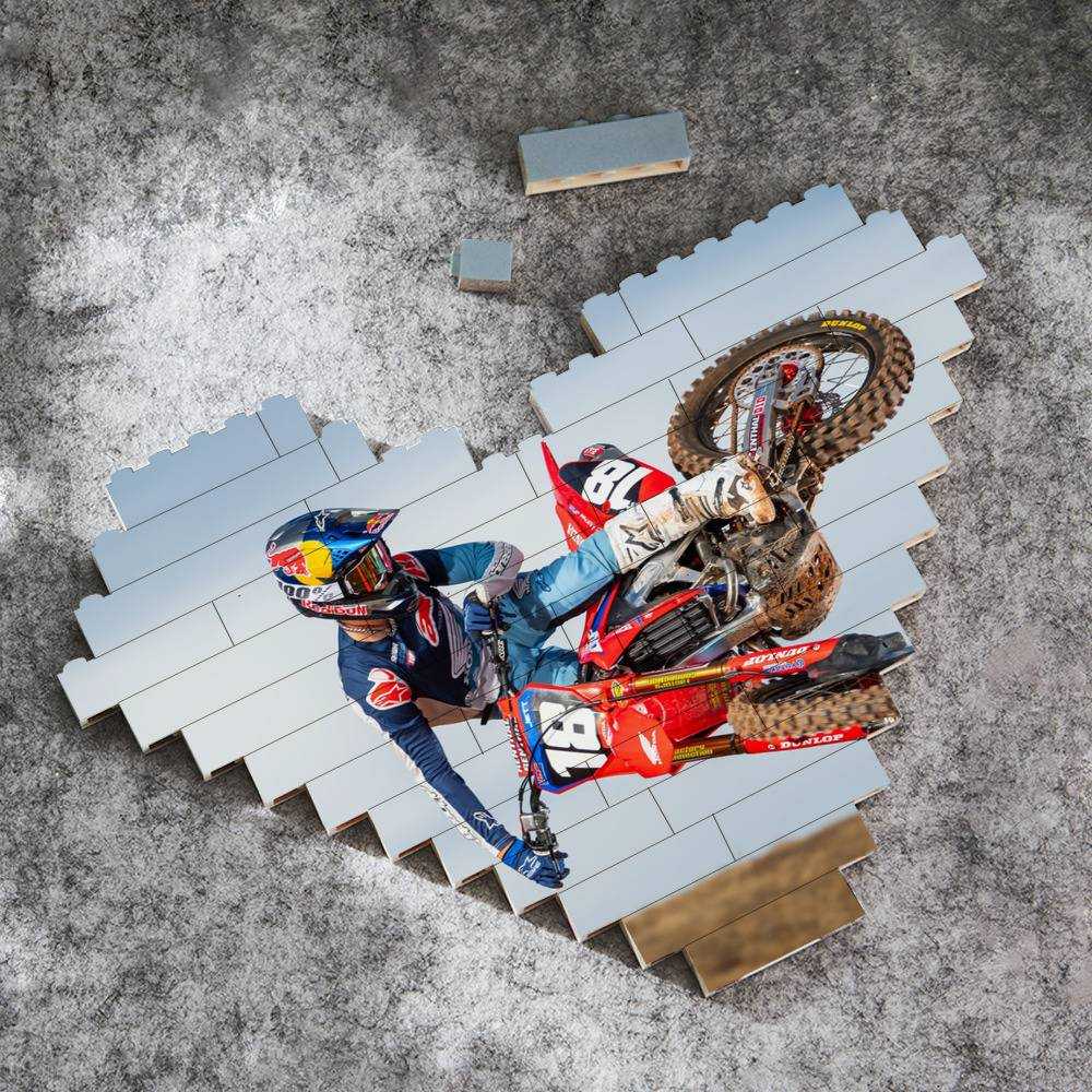 Jett Lawrence Merch Heart Shape Building Blocks Gift for Fans Dirt Bike 250 Building Blocks