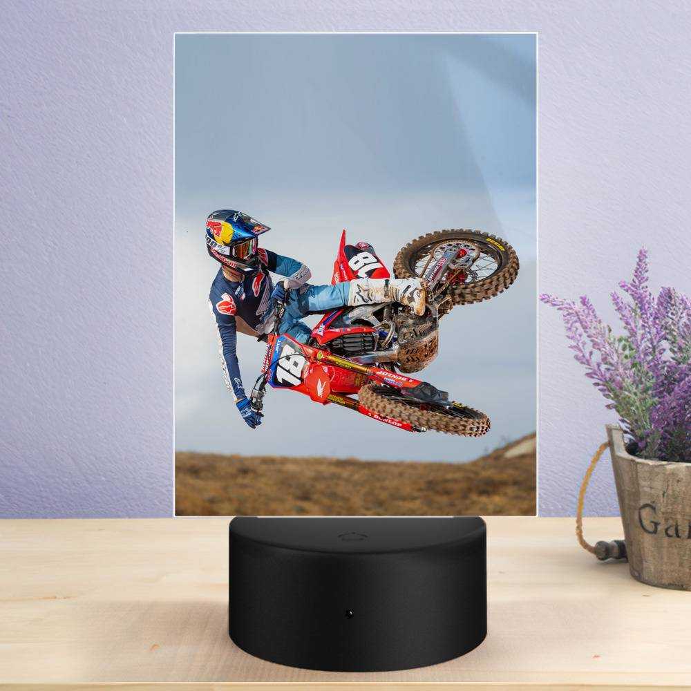 Jett Lawrence Lamp Classic Celebrity Night Light Dirt Bike 250 by Jett Lawrence Lamp with Plastic Base