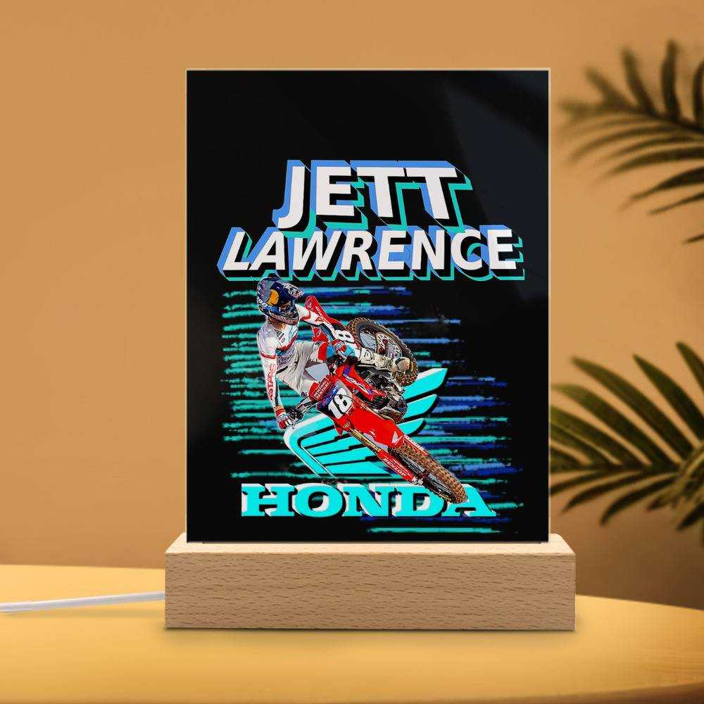 Jett Lawrence Lamp Classic Celebrity Night Light Mx Champ Motocross by Jett Lawrence Lamp with Wooden Base
