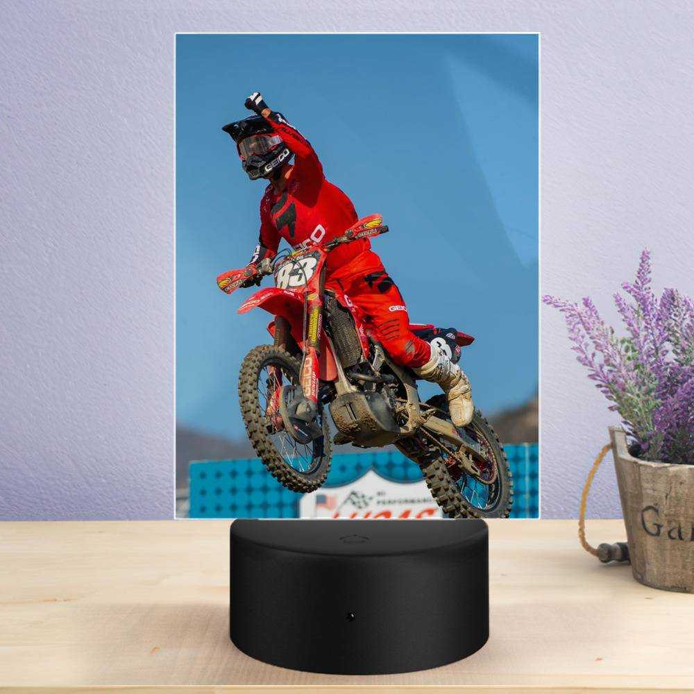 Jett Lawrence Lamp Classic Celebrity Night Light Salutes for His First AMA Pro Motocross Victory by Jett Lawrence Lamp with Plastic Base