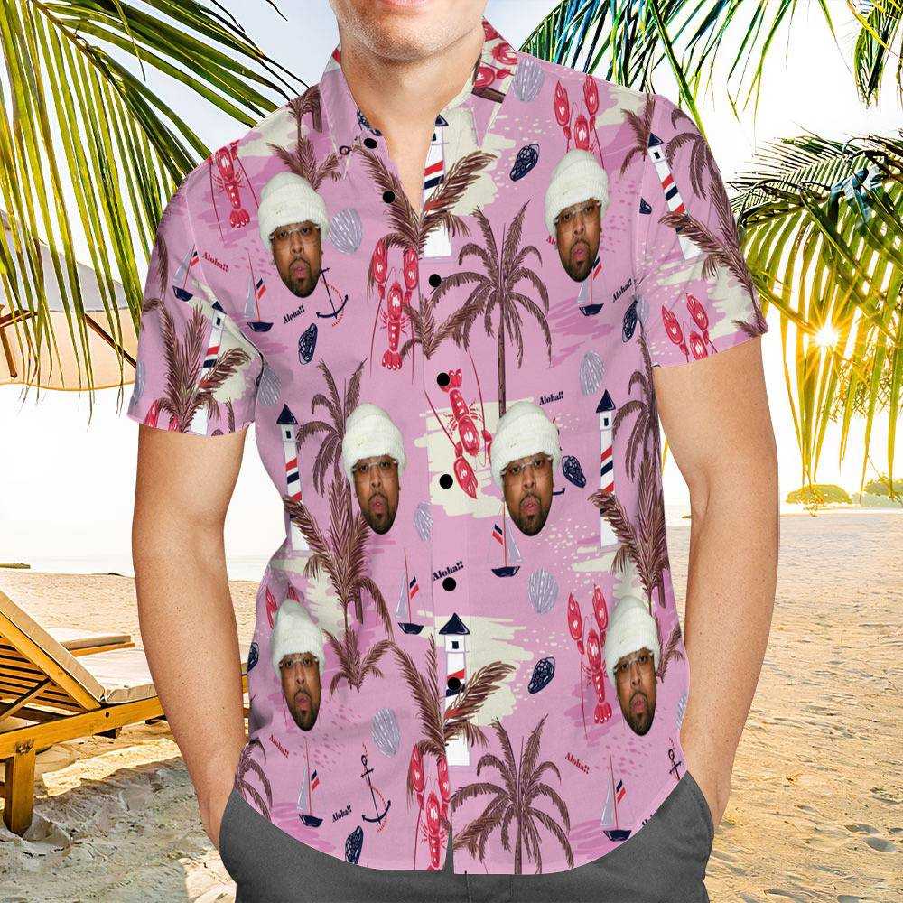 Westside Gunn Hawaiian Shirt Custom Photo Hawaiian Shirt Pink Chinoiserie Print Hawaiian Shirt