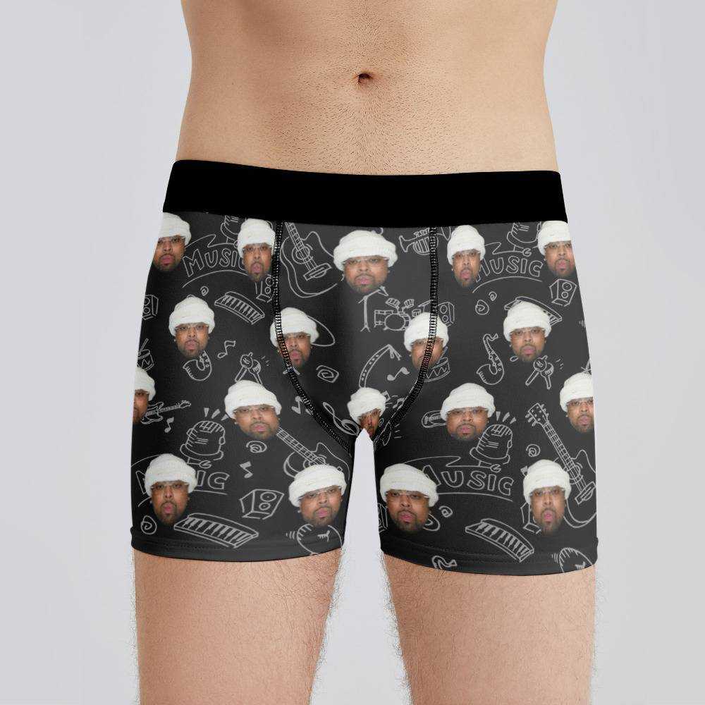 Westside Gunn Boxers Custom Photo Boxers Men's Underwear Musical Instruments Pattern Boxers Black