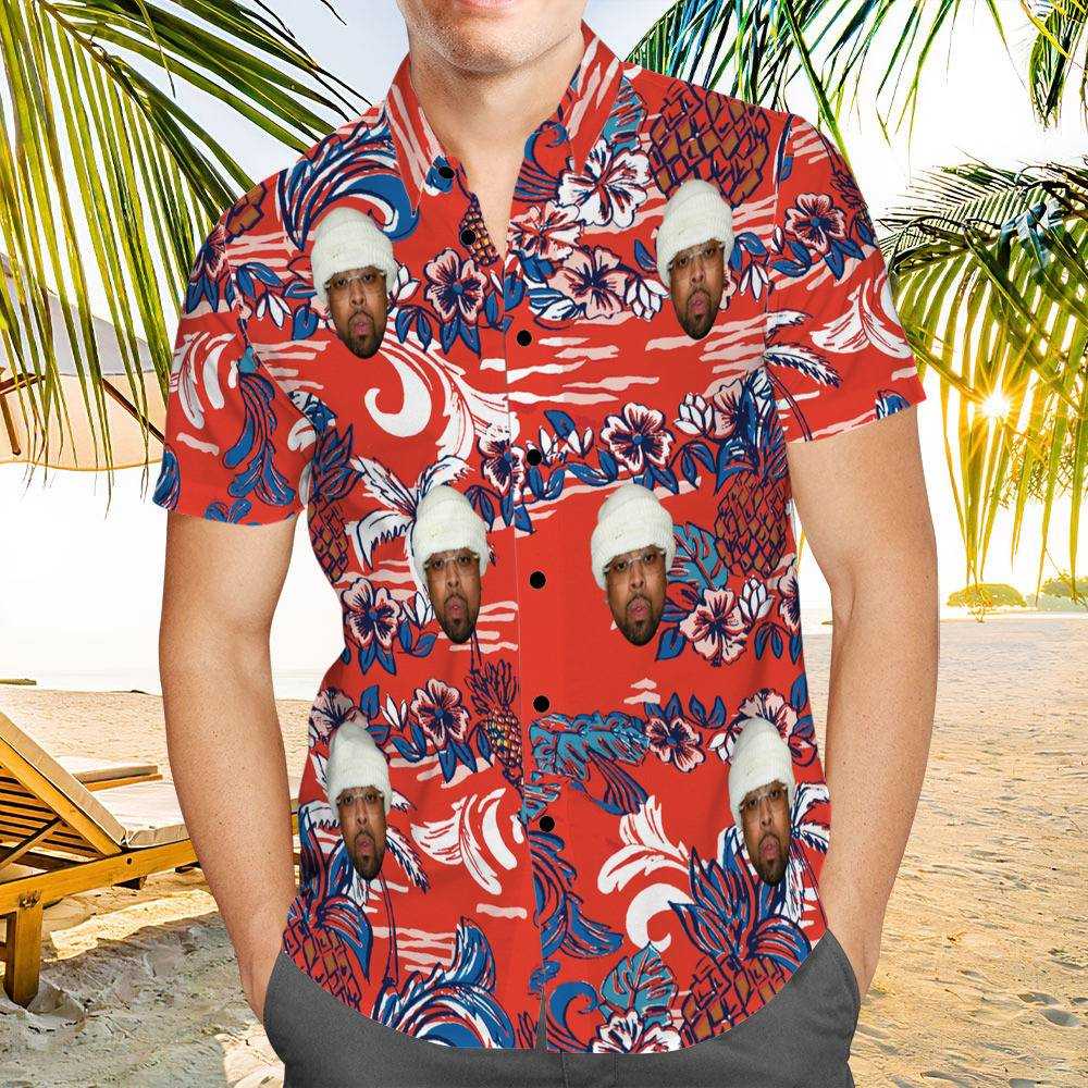Westside Gunn Hawaiian Shirt Custom Photo Hawaiian Shirt Vintage Floral Pattern Hawaiian Shirt