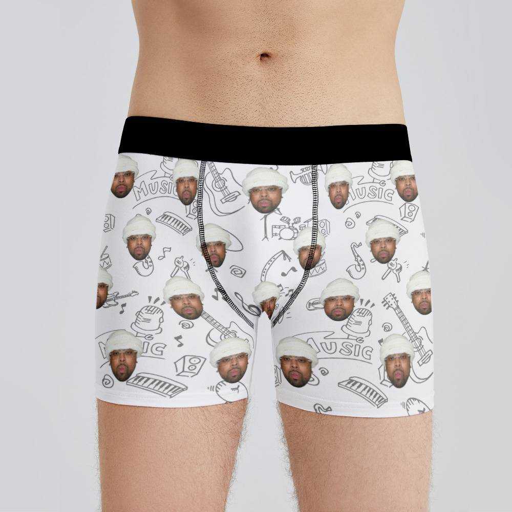 Westside Gunn Boxers Custom Photo Boxers Men's Underwear Musical Instruments Pattern Boxers White