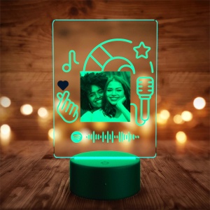 Custom Spotify Night Light with 7 Colors Personalized Night Light with Remote Control Finger Heart