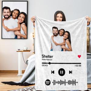 Custom Your Favorite Song Spotify Code Blanket Family Photo Blankets