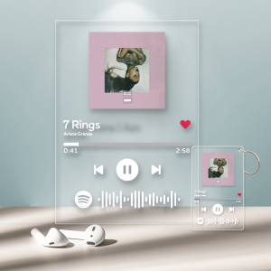 Spotify Glass - Custom Spotify Code Music Plaque (12cm x 16cm)With A Free Same Keychain(5.4cm x 8.6cm)