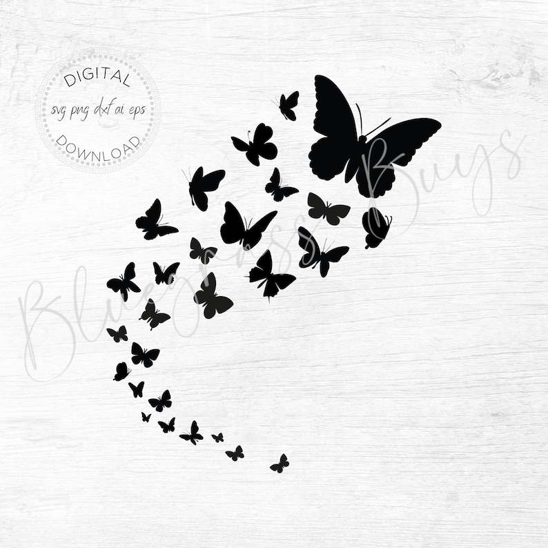 Download Flying Butterflies SVG Butterfly Silhouette Butterfly Cut File Digital Download