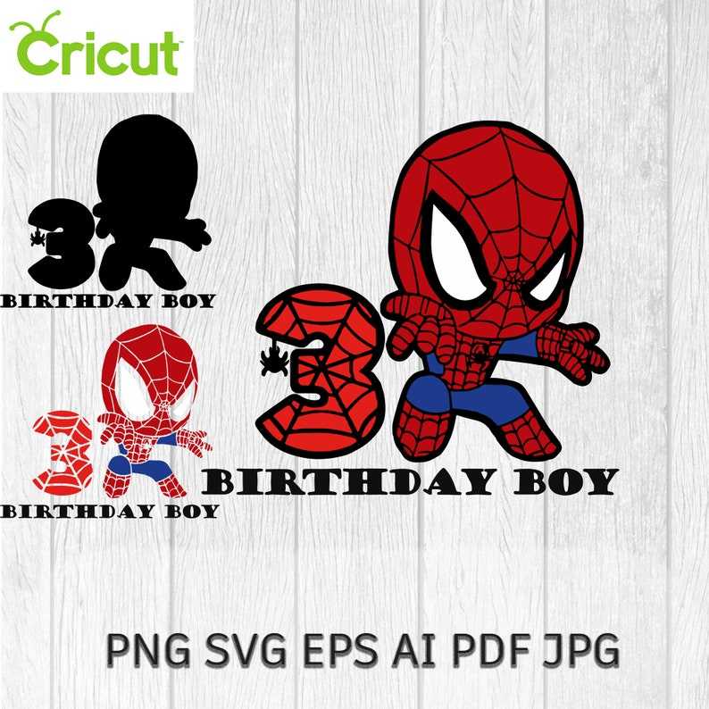 Spidey Birthday Svg, Spiderman 3rd Cricut Birthday Digital File PNG Happy Birthday Spiderman Svg#1