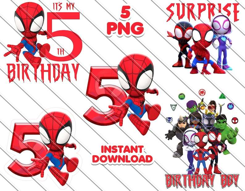5th Birthday - Birthday Boy Png - Spider-man Birthday - Spidey and his Amazing Friends PNG Images#5