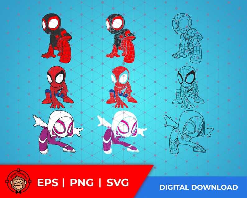 Spidey and His Amazing Friends Svg, Set of 3 design Cute Spidey and His Amazing Friends SVG PNG digital download