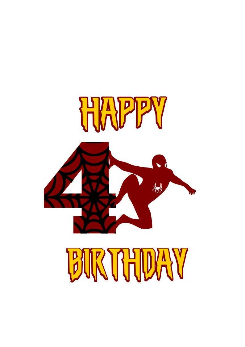 Spidey Birthday Svg, Spidey 4 Year Old Svg | Happy Birthday 4 Yr Svg File 