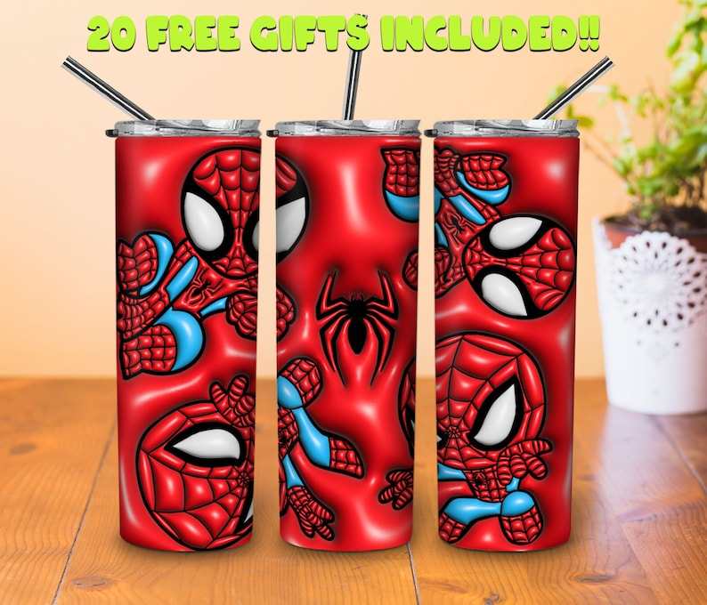 3D Inflatable Design Movies Characters 20 Oz Skinny Tumbler Wrap Png | Puff Tumbler Wrap PNG#1
