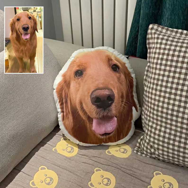 Custom Pet Face Picture Pillow, Personalized Dog Cat Photo Pillow