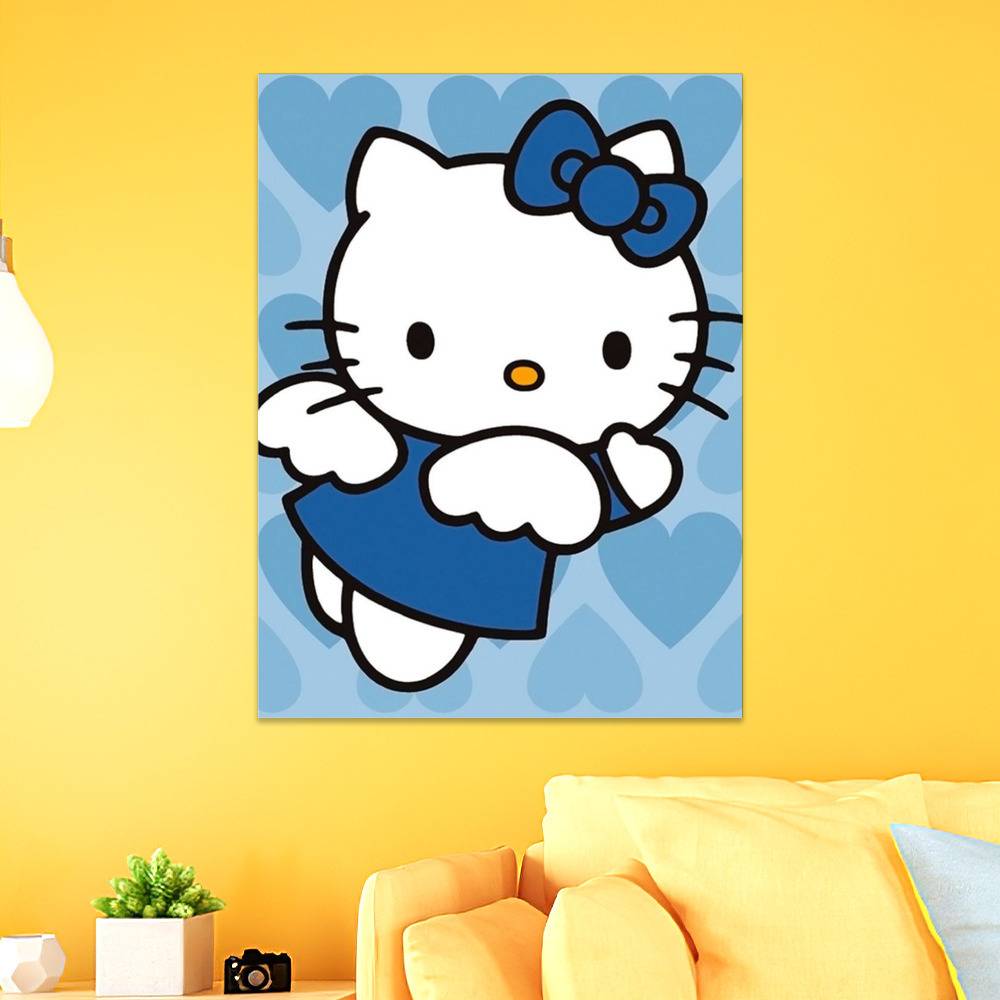 Sanrio Hello Kitty Poster Blue Heart Poster Wall Art Sticky Poster