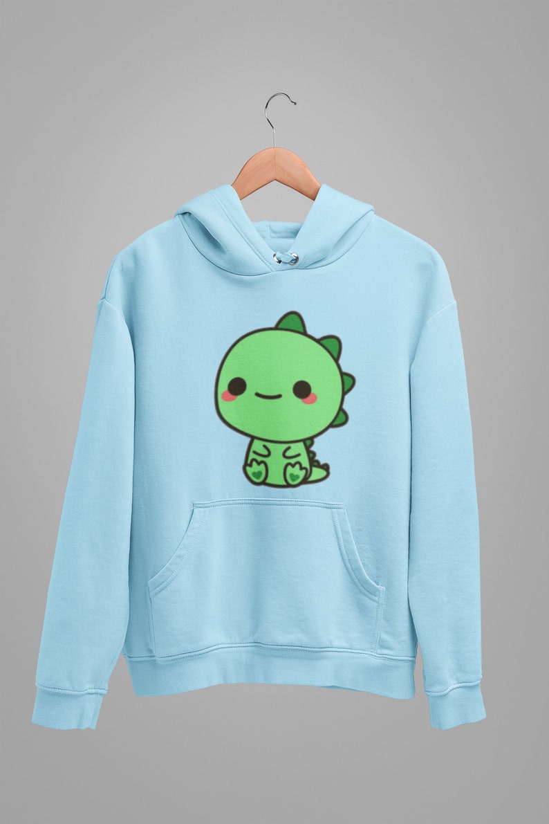 cute dinosaur hoodie, Adorable Cute Trex Dinosaur Blushing and Sitting