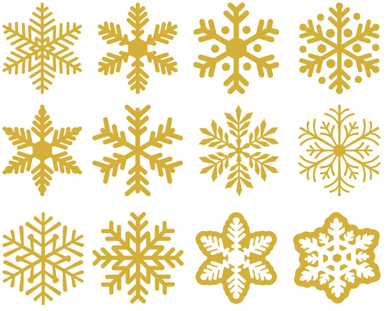 Snowflakes gold glitter. Snowflakes SVG. Snowflakes graphic By  IrinaShishkova