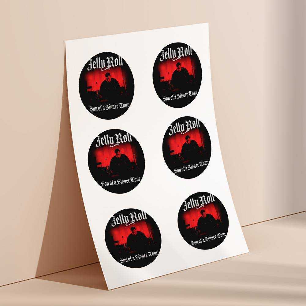 Jelly Roll round stickers decorative stickers gift for fans Son of a Sinner