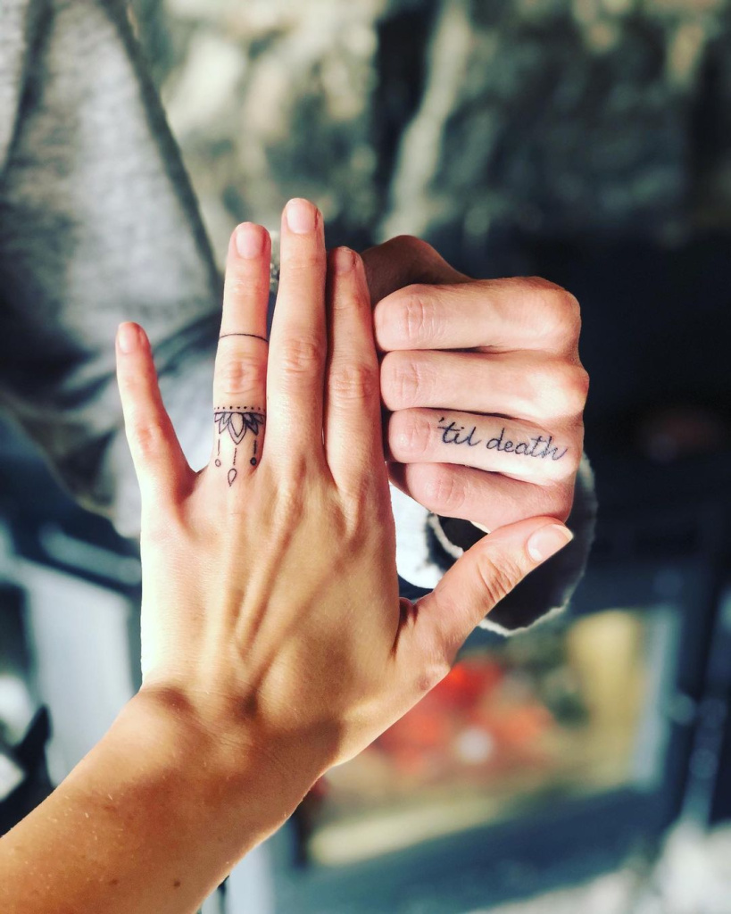 True Love Couple Finger Tattoos