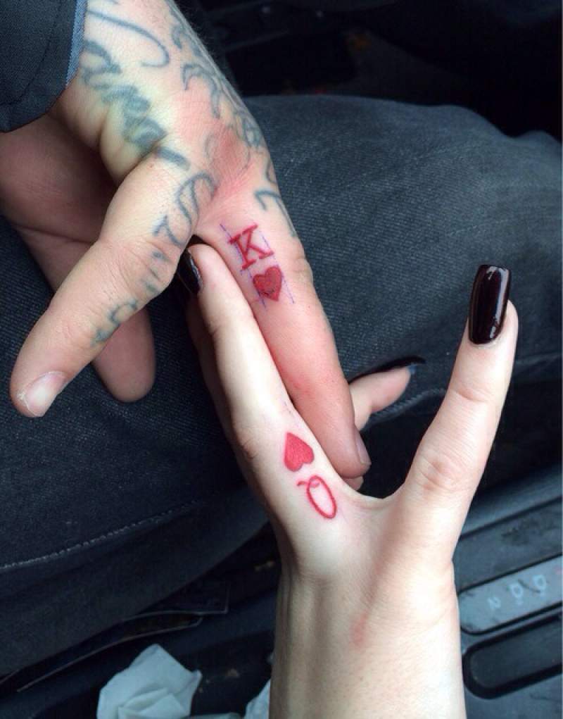 True Love Couple Finger Tattoos