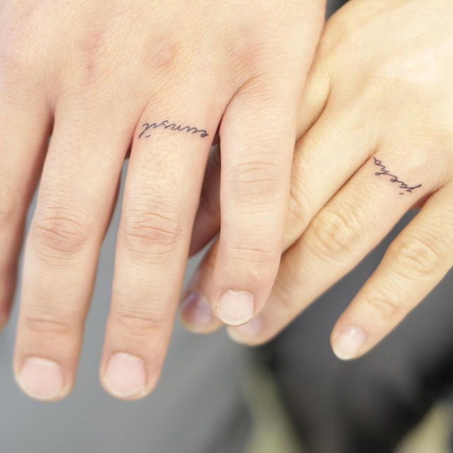 True Love Couple Finger Tattoos